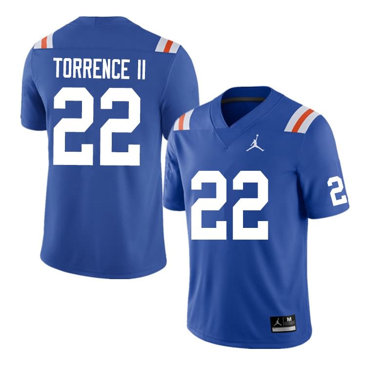 NCAA Florida Gators Rashad Torrence II Men's #22 Nike Blue Throwback Stitched Authentic College Football Jersey JIS7864IR